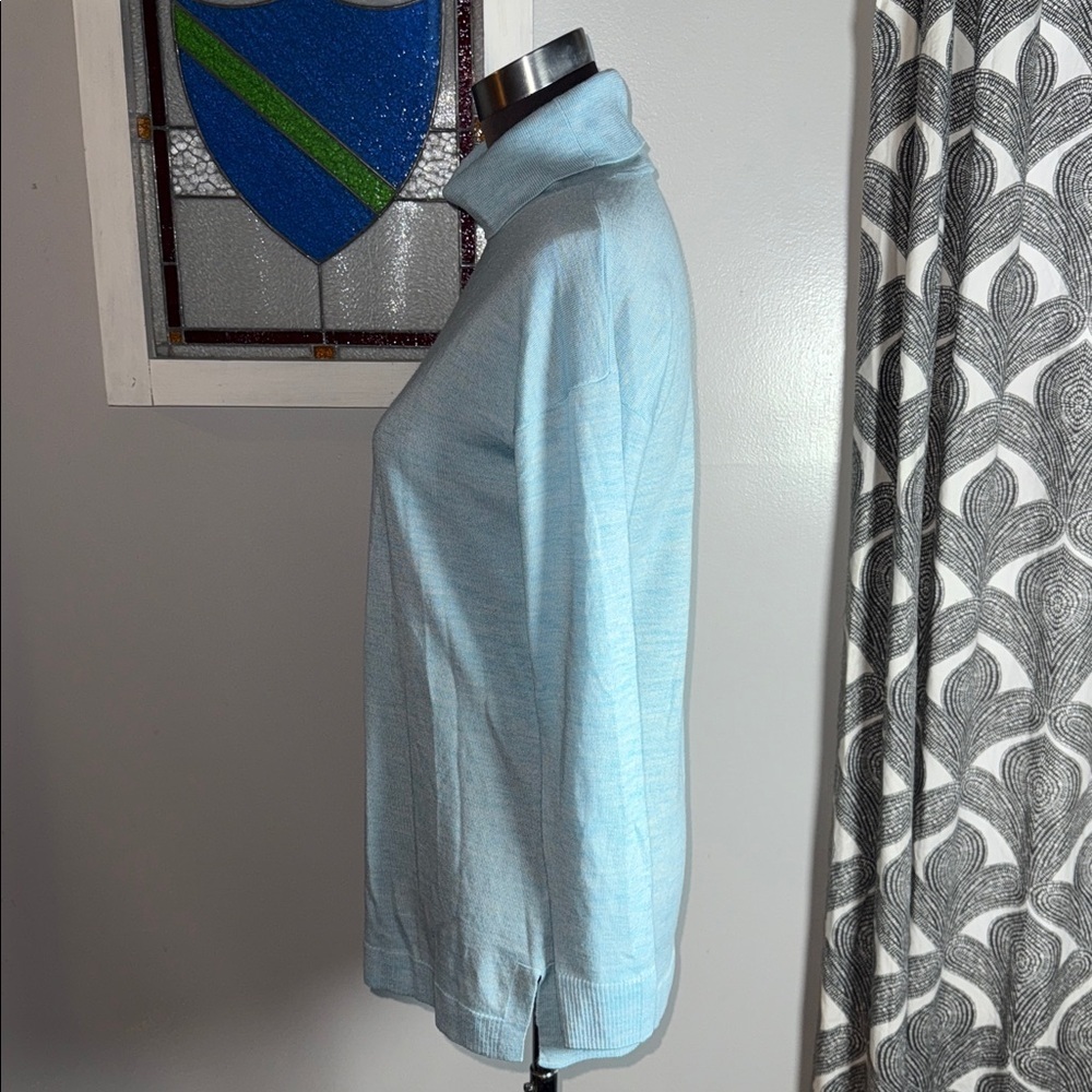 Talbots Pure Merino Wool Baby Blue Turtleneck Sweater SZ Small - Picture 3 of 6